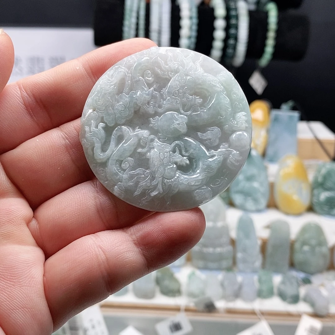 翡翠未镶嵌吊坠(不含链)54双龙牌