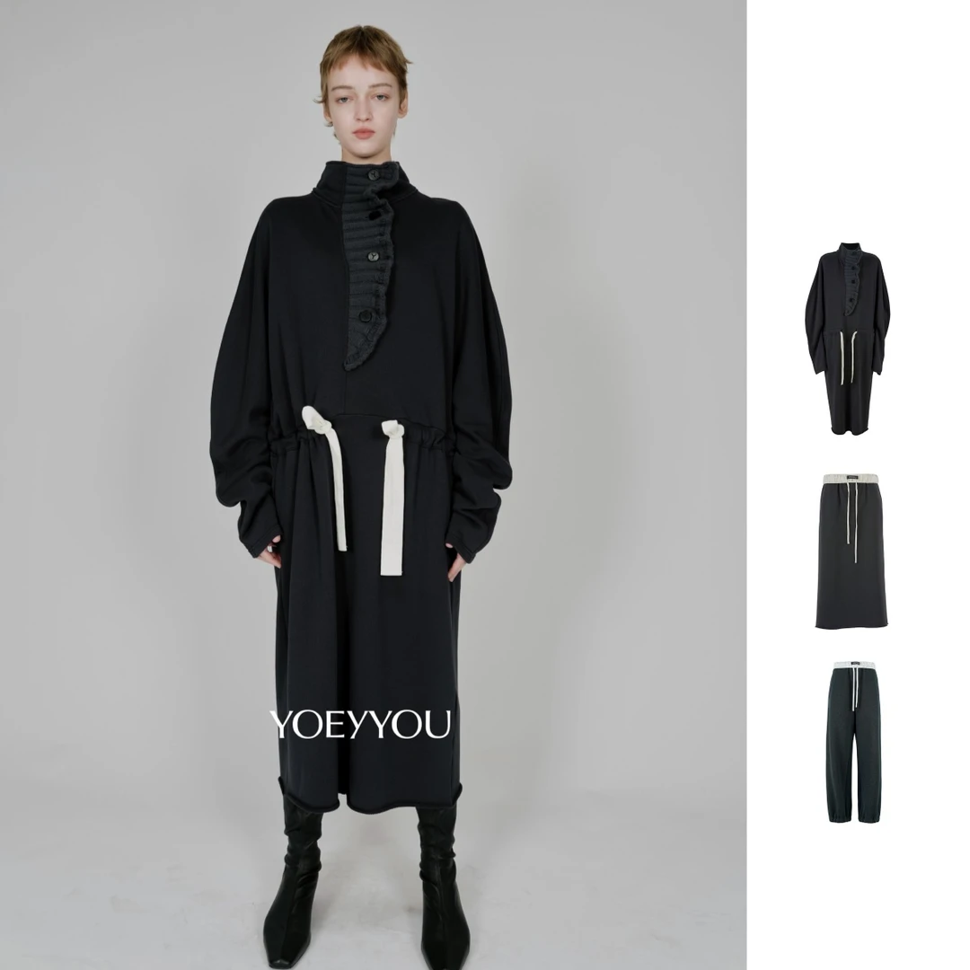 YOEYYOU  25秋冬新品翻折腰头直身半裙/廓形连衣裙/翻折腰头卫裤