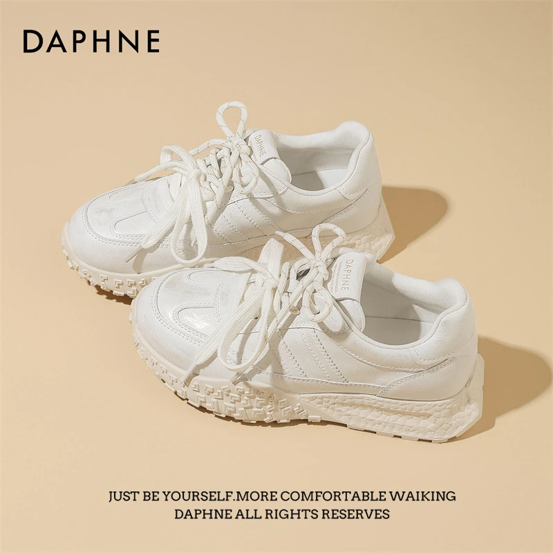 达芙妮防滑德训鞋女复古休闲运动鞋2025春季新款拼色厚底板鞋女