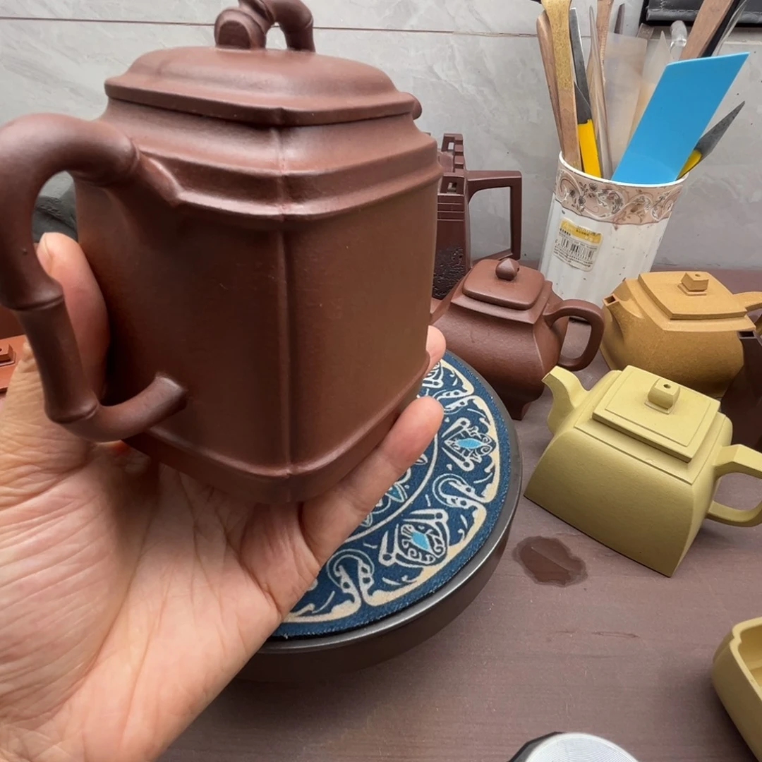 茶壶段泥微瑕紫泥300cc竹节