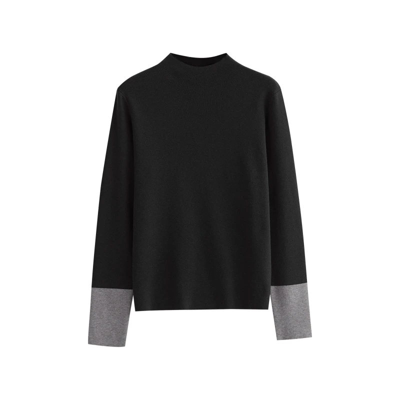 【TIAO~】长袖毛针织衫一体绒半高领针织衫针织衫套衫纯色休闲