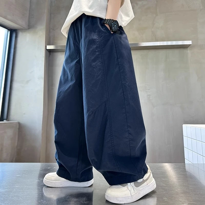 男童夏季防蚊裤2025新款儿童夏装中大童宽松阔腿休闲男孩弯刀裤潮