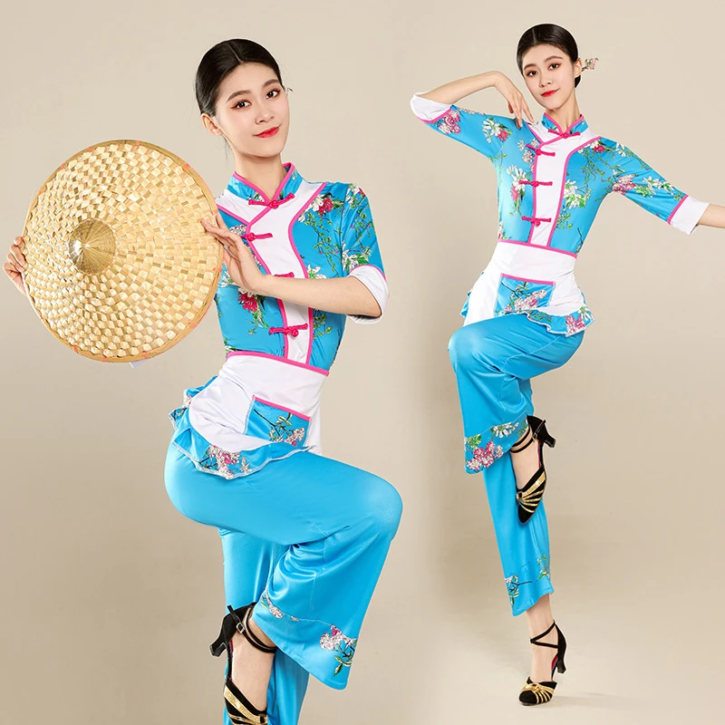 云裳广场舞服装新款喜庆秧歌古典采茶伞舞表演出中老年舞蹈服