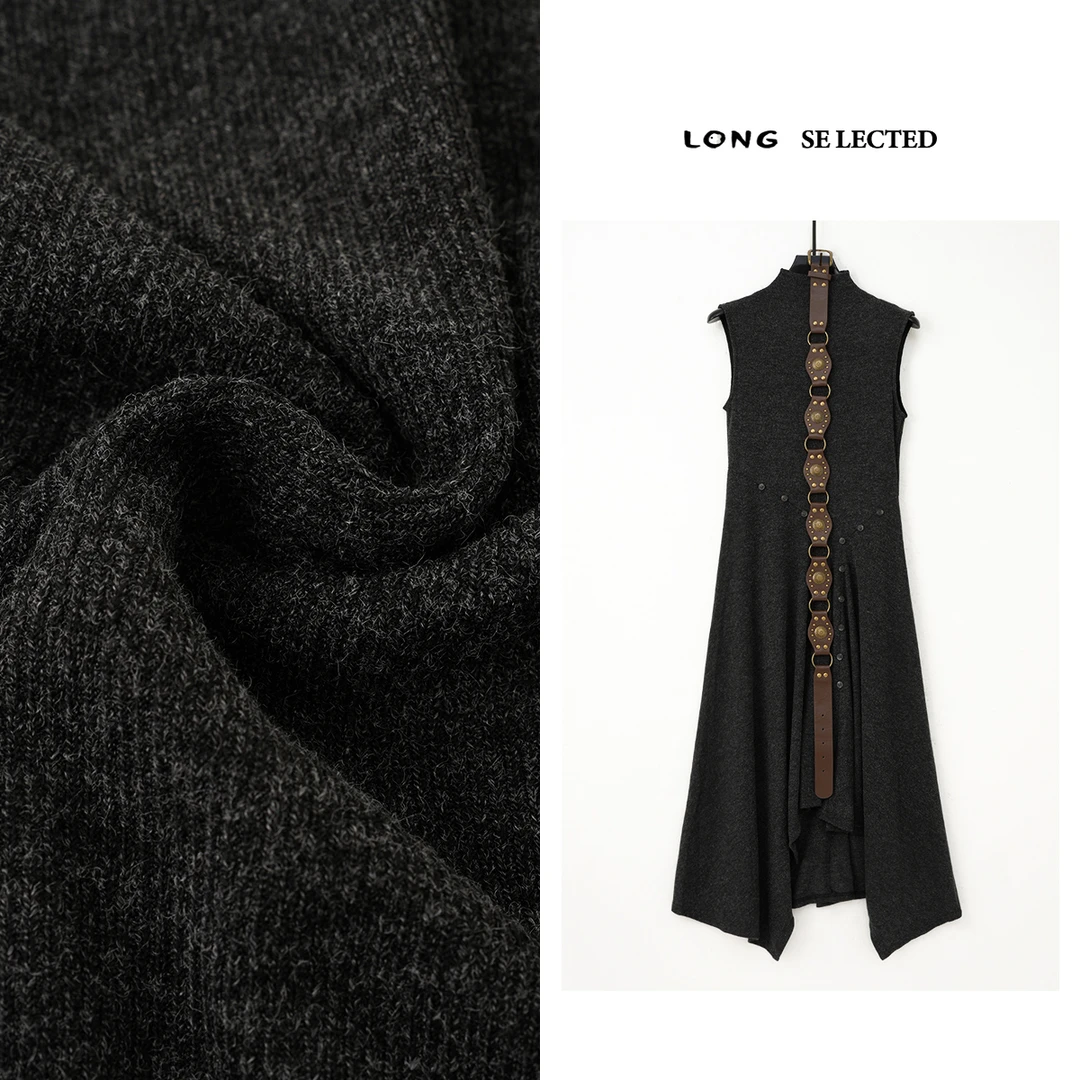 H6209优雅高级范！无袖针织裙，不规则裙摆，腰带塑造好比例9583