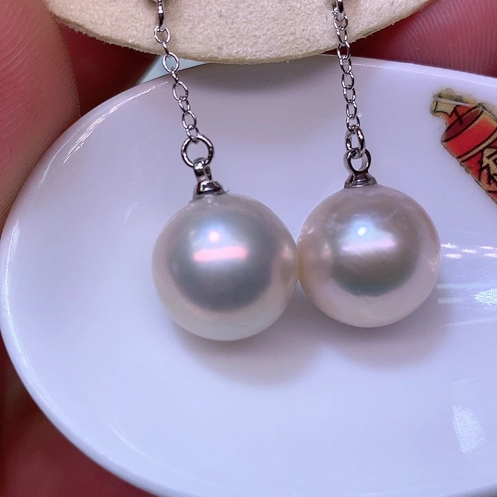 银S925镶嵌耳饰淡水珍珠