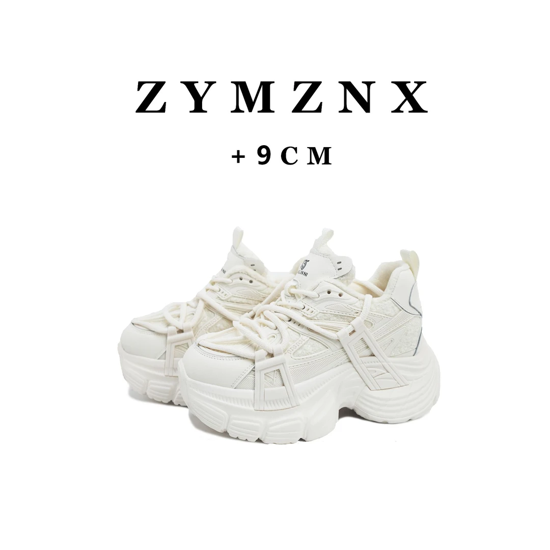 增高9cm小个子复古百搭潮鞋低帮系带厚底时尚休闲老爹鞋9333