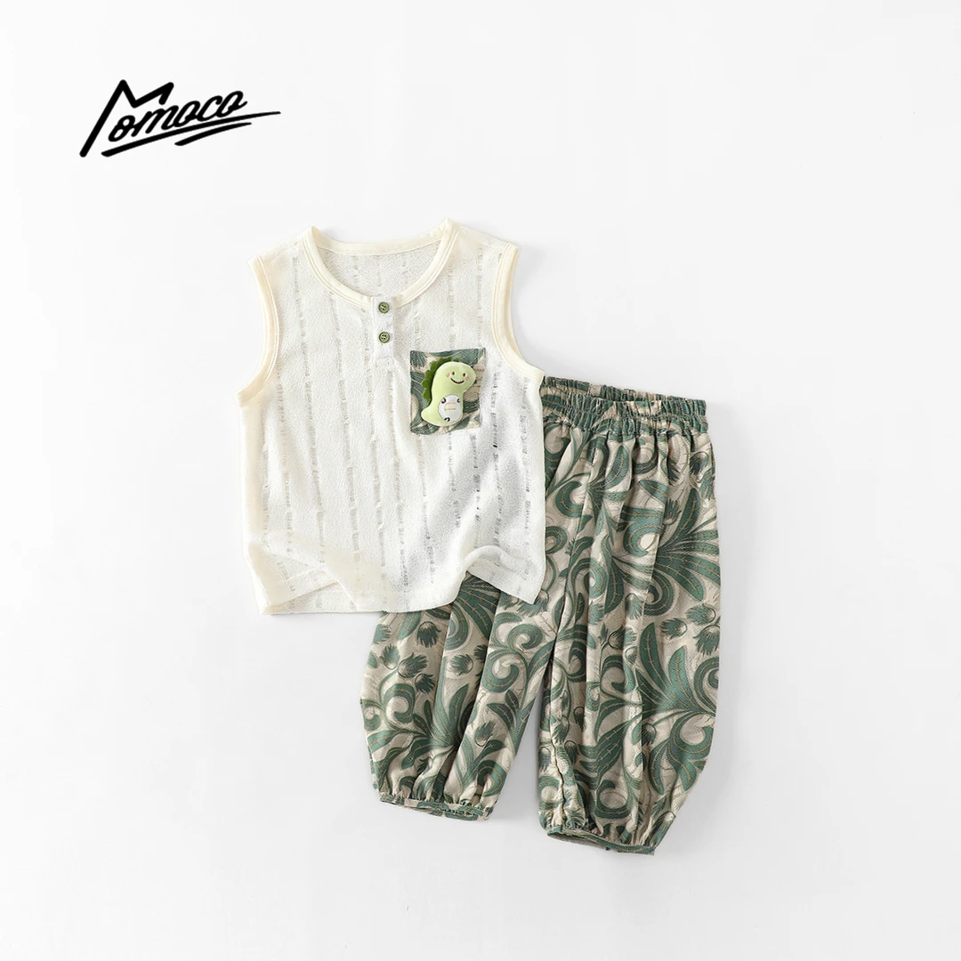 男童夏季新款休闲无袖防蚊裤套装薄款两件套77230578573