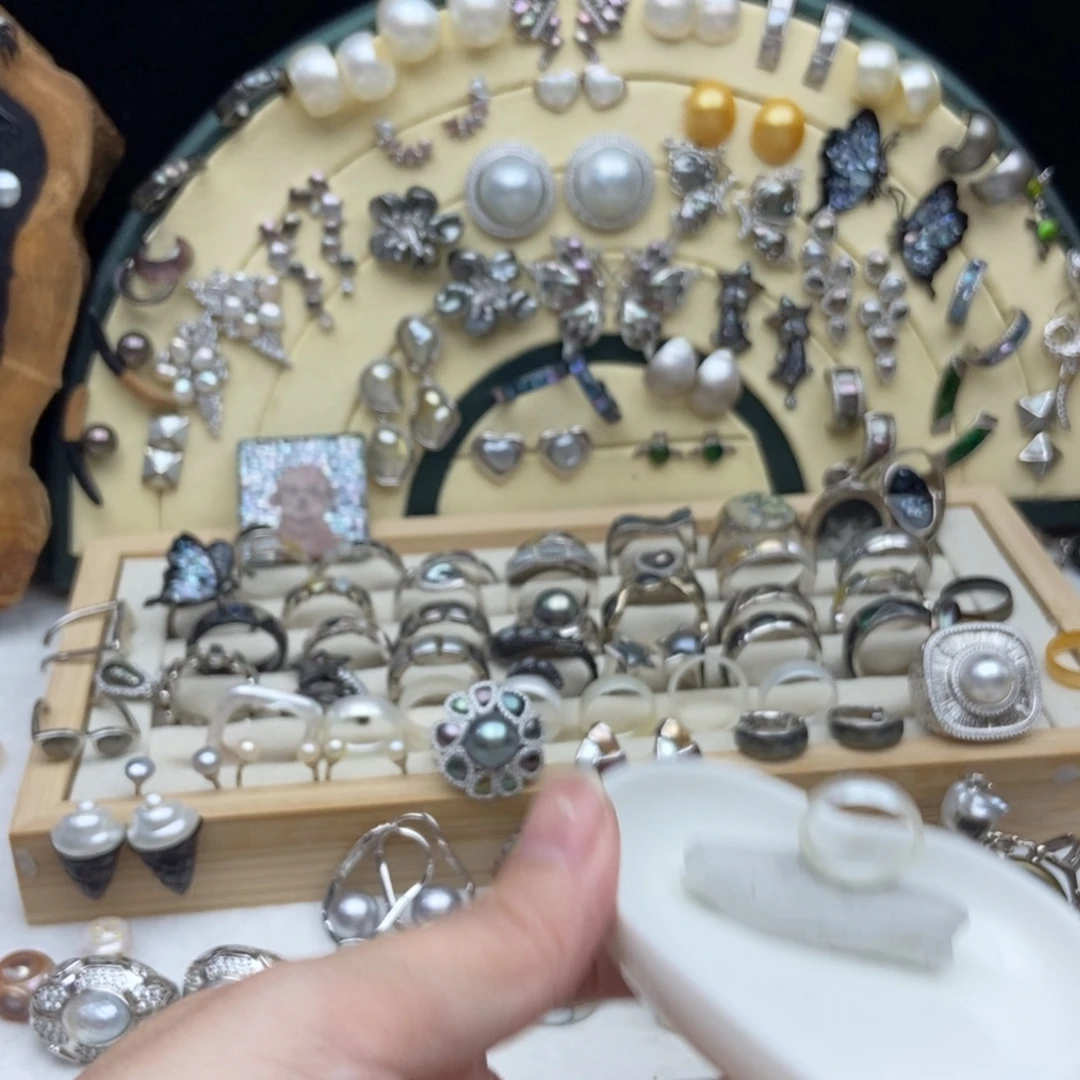 淡水珍珠画框未镶嵌冷白珍珠尾戒6-7号