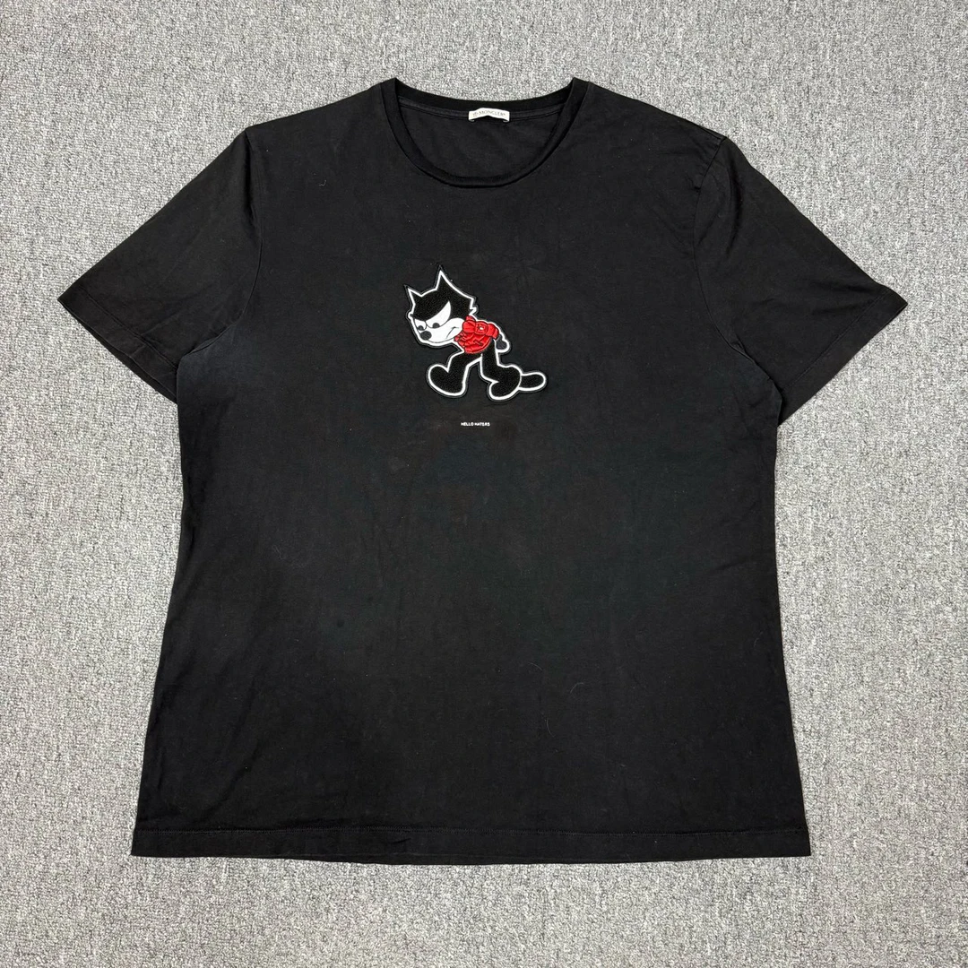 99新 MONCLER 13195903 Moncler蒙口 黑色刺绣短袖 XXL码