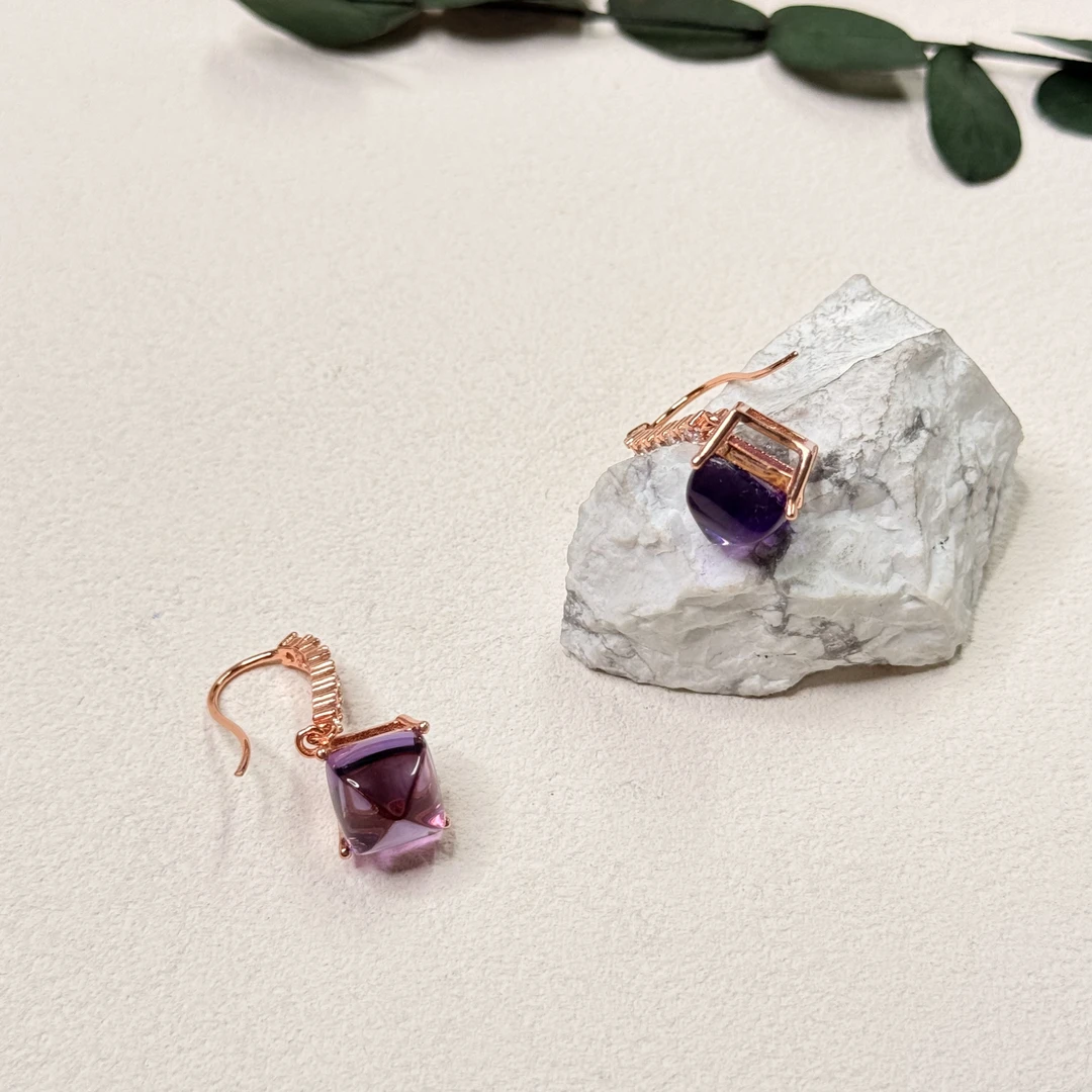 【六六中古】孤品s925紫水晶耳环th9277