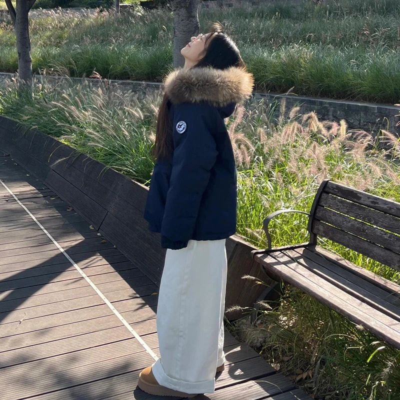 工装大毛领派克棉服女2025冬季新款宽松加厚棉衣棉袄学生情侣外套