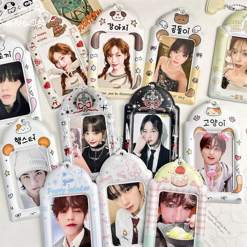 哑光pvc卡套合集爱豆ins3寸小卡拍立得收纳展示挂件校园卡饭卡