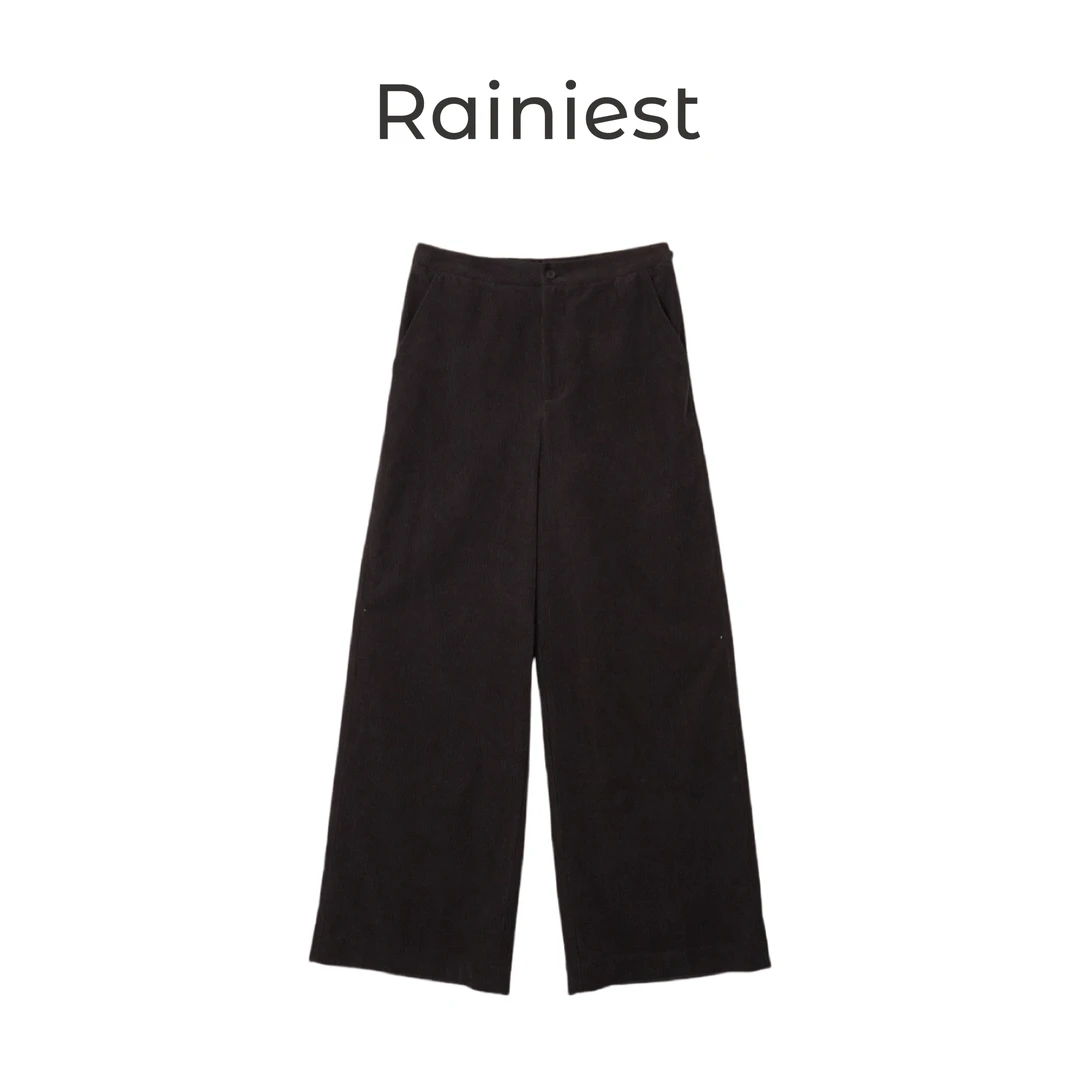 雨哥Rainiest灯芯绒高腰洗水阔腿长裤秋季垂坠感显瘦D259P003G1