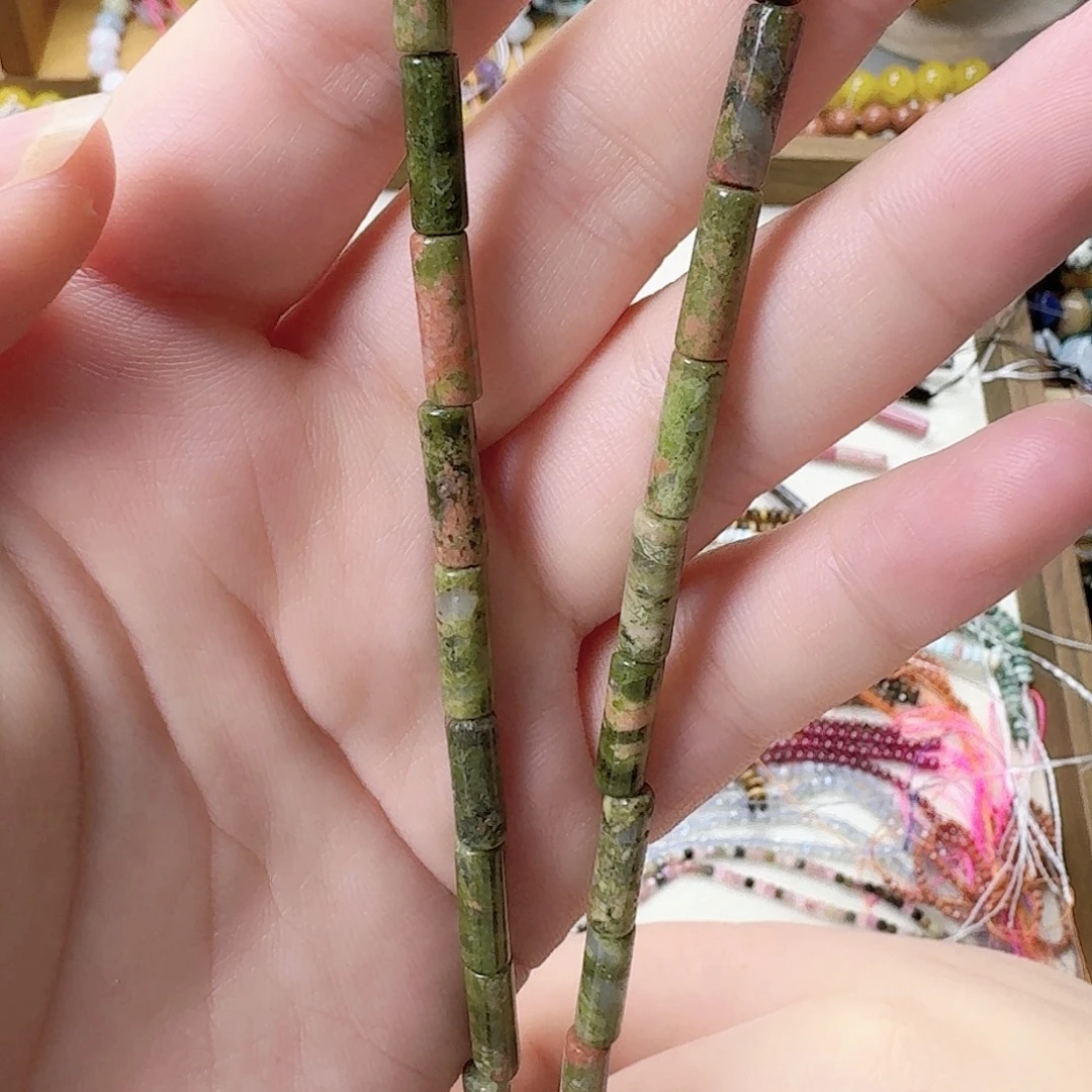 未镶嵌玛瑙/玉髓珠宝半成品虎绿宝卡4圆管一条