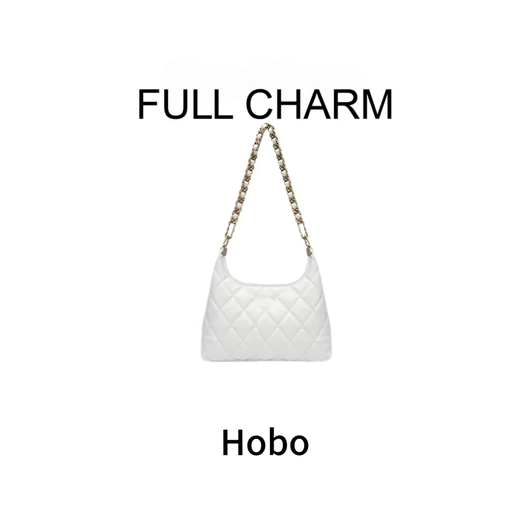 【E137】FULL CHARM-白色Hobo-百搭手提单肩斜挎包大容量通勤女包