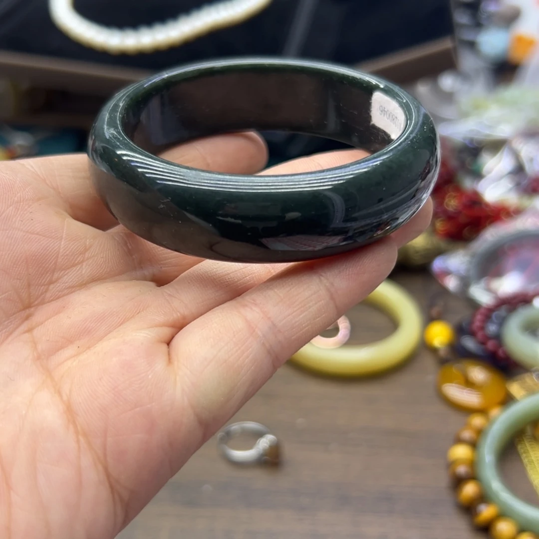 和田玉未镶嵌手镯58.5圈围127