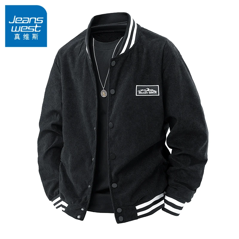 真维斯美式潮流复古休闲夹克男士春季新款宽松棒球服工装外套男款
