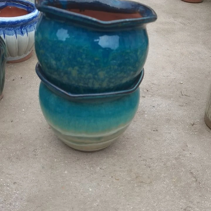 红陶口20高17两个盆子