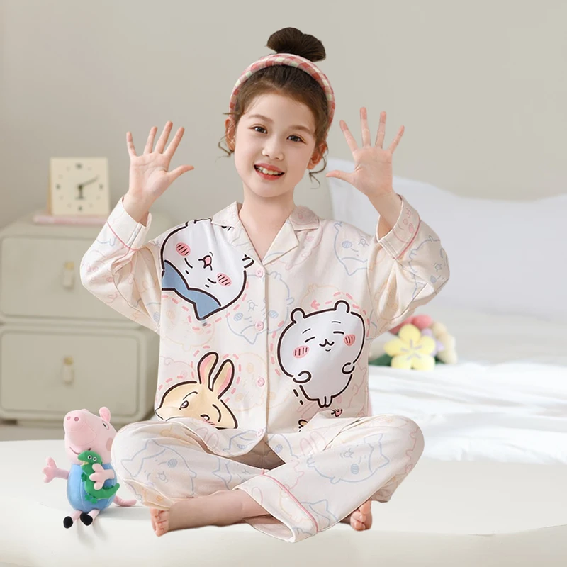 新款春秋季睡衣儿童女孩长袖薄款女童中大童公主风开衫家居服套装