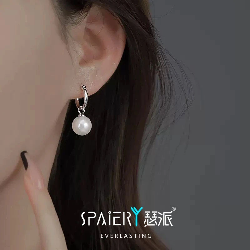 合金耳饰 【555】施家珍珠耳环女耳圈轻奢小众耳扣高级感耳饰