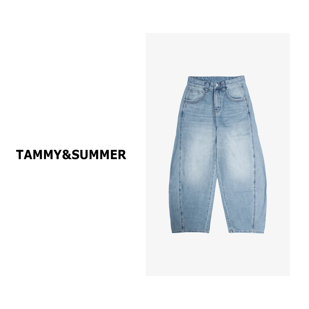 【Tammy&Summer】时尚慵懒百搭直筒牛仔裤宽松水洗做旧阔腿裤6Y083