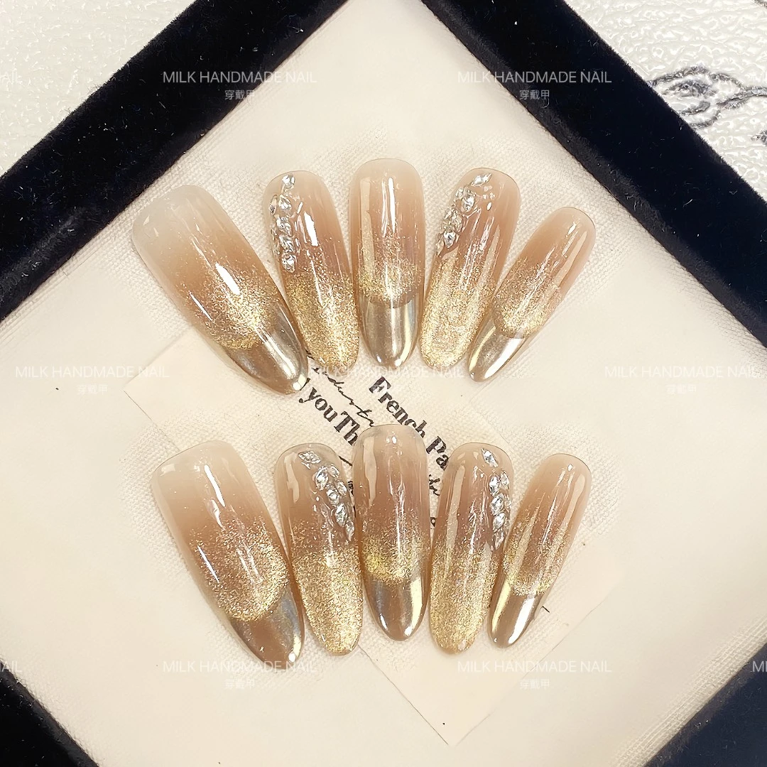 编号【9】金色猫眼魔镜粉纯手工穿戴甲