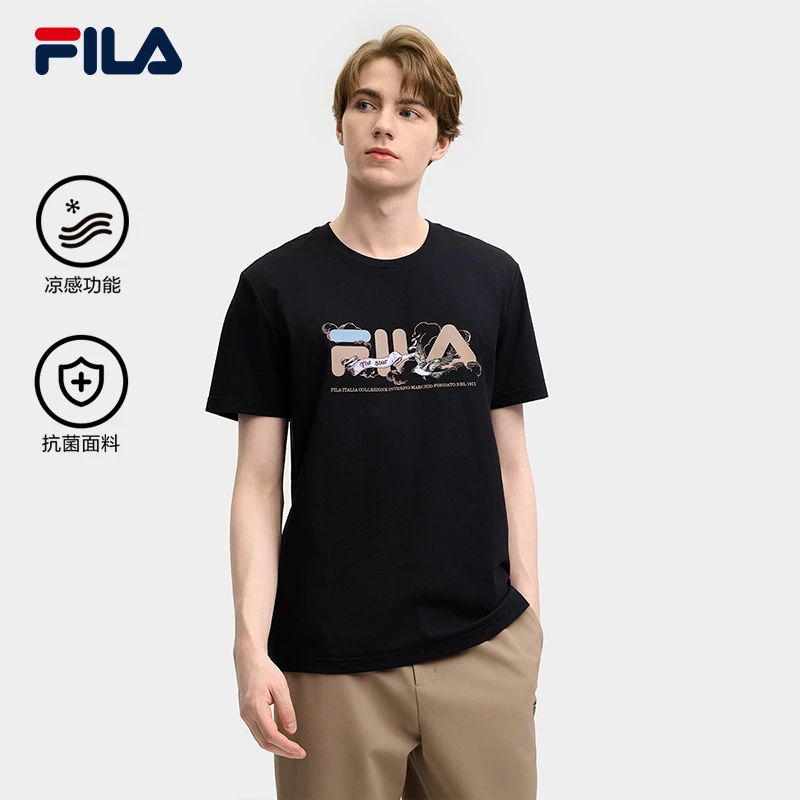 FILA斐乐短袖T恤男【凉感抗菌】2025年新款休闲运动上衣F11M518102F