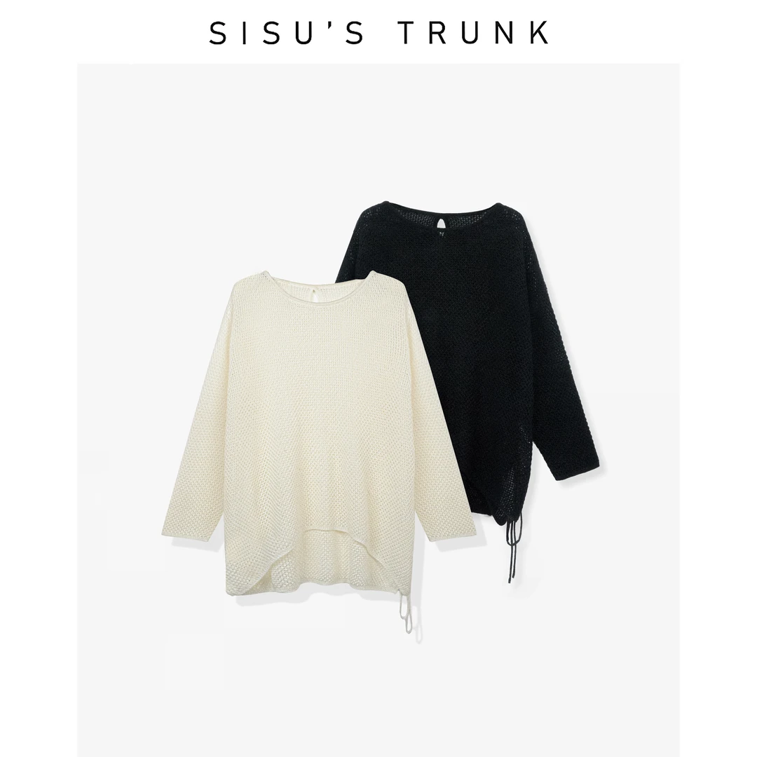 SISU【呼吸之野】【绵羊毛】轻奢设计师镂空独特气质女士羊毛针织上衣