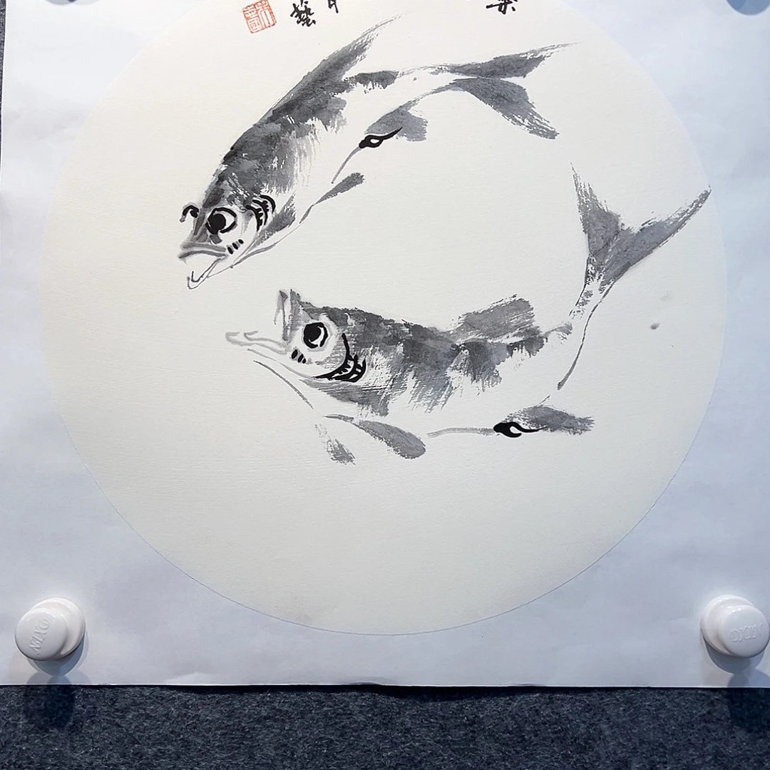 国画知鱼之乐纯手绘