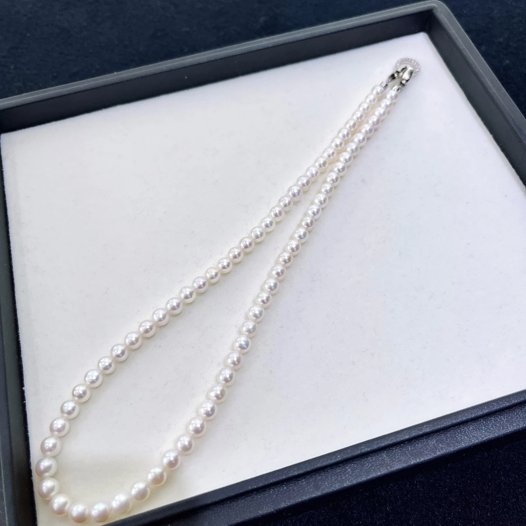 天然珍珠 无核淡水白珠满珠小珠链 5.5-6MM R193