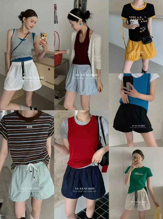 温柔瑶-元熙#韩版休闲显瘦减龄花边短裤#8255（裤长35cm）