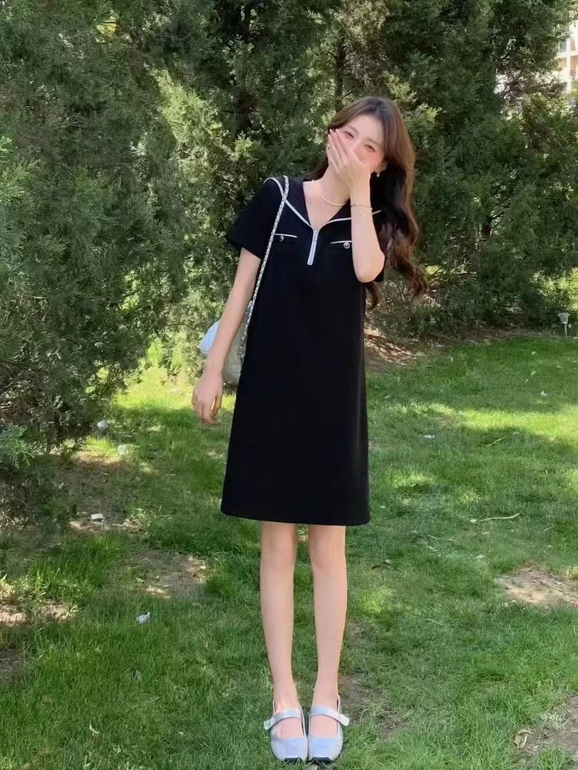 连衣裙V领显瘦时尚2556