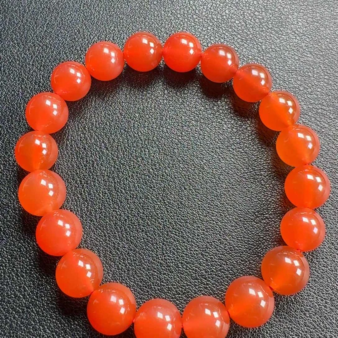 南红玛瑙未镶嵌冰红圆珠单圈10+