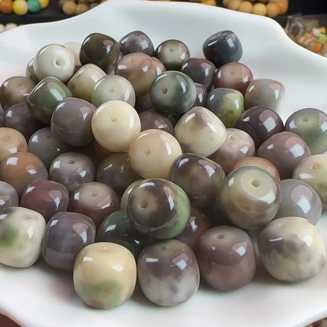 菩提根/象牙果手串卡13玻璃底干磨紫苏桶100颗