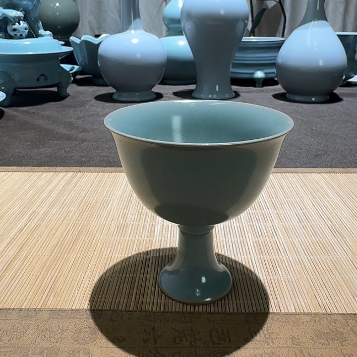 陶摆件全手工，高脚杯
