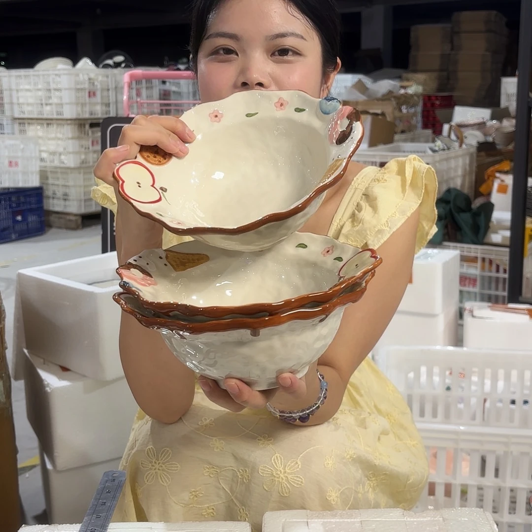 瓷微瑕陶瓷餐具釉下彩3个
