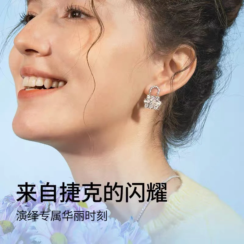 铜合金耳饰 高级欧美风金属包包耳夹蚊香盘气质百搭小众独特耳环