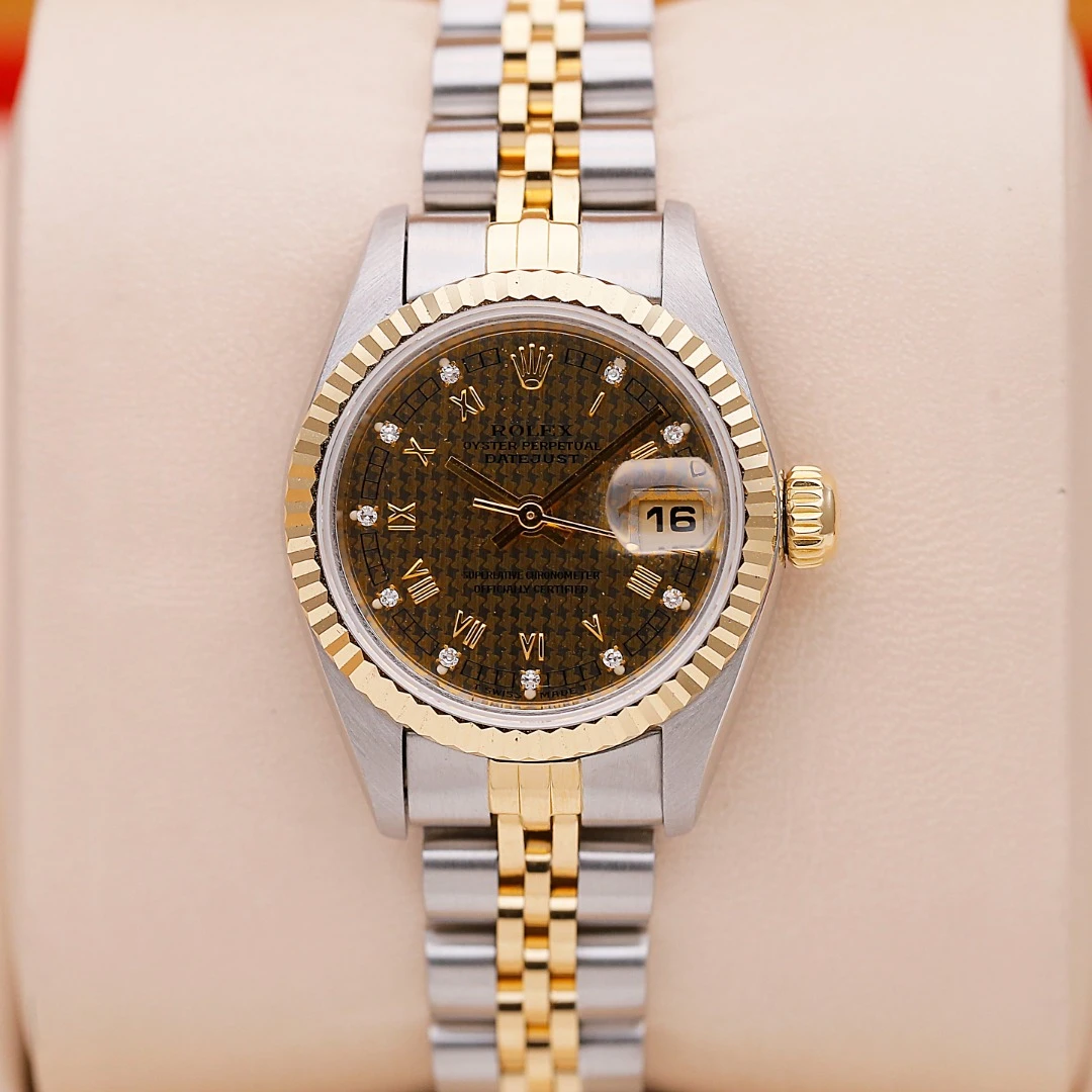 99新 Rolex/劳力士 日志69173/间黄金原钻26mm自动机械单表