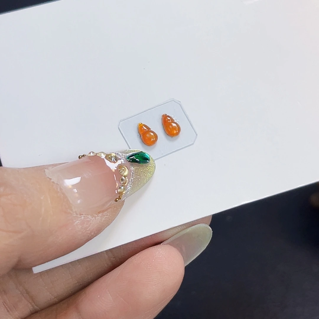 裸石翡翠RJ002满色冰黄翡葫芦一对