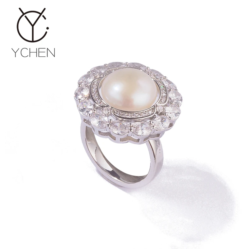 铜合金戒指 宫廷11mm淡水戒指女复古奢华女王戒指