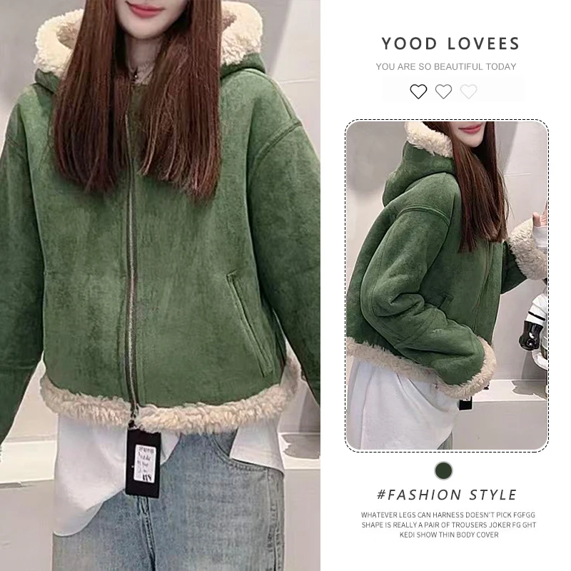 复古重工毛毛一体短外套女冬季高级感新款设计感开衫小众别致棉衣