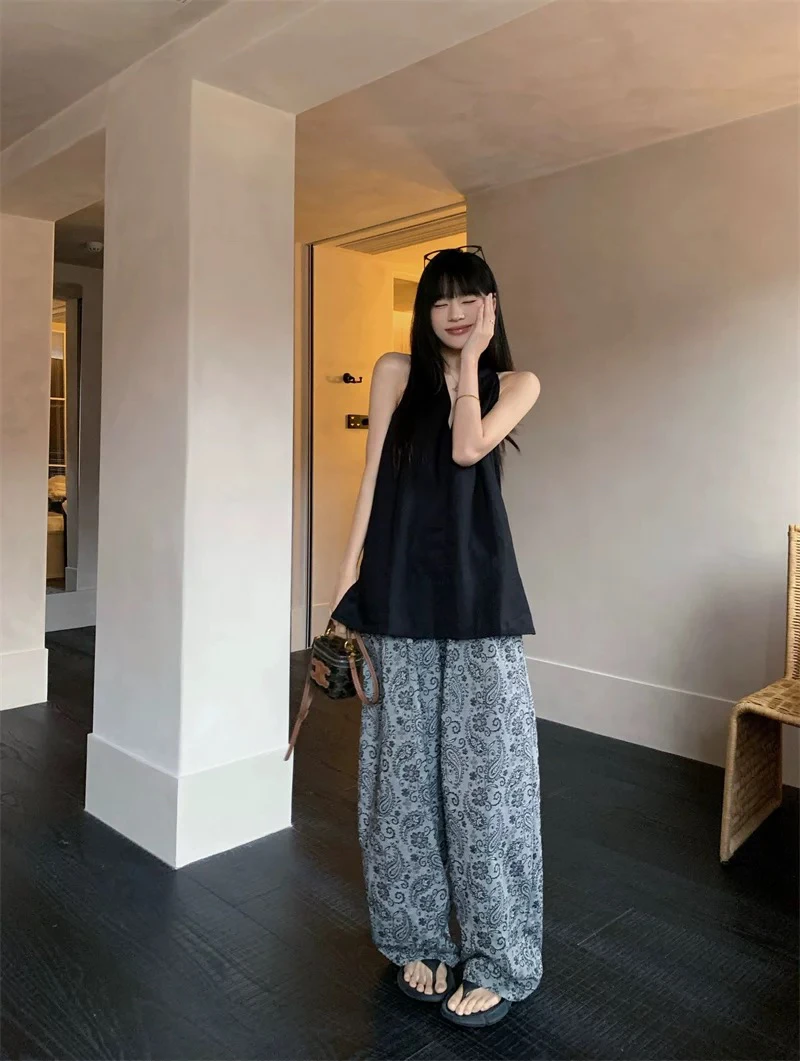 十三行高货复古提花高腰阔腿裤百搭直筒长裤8861