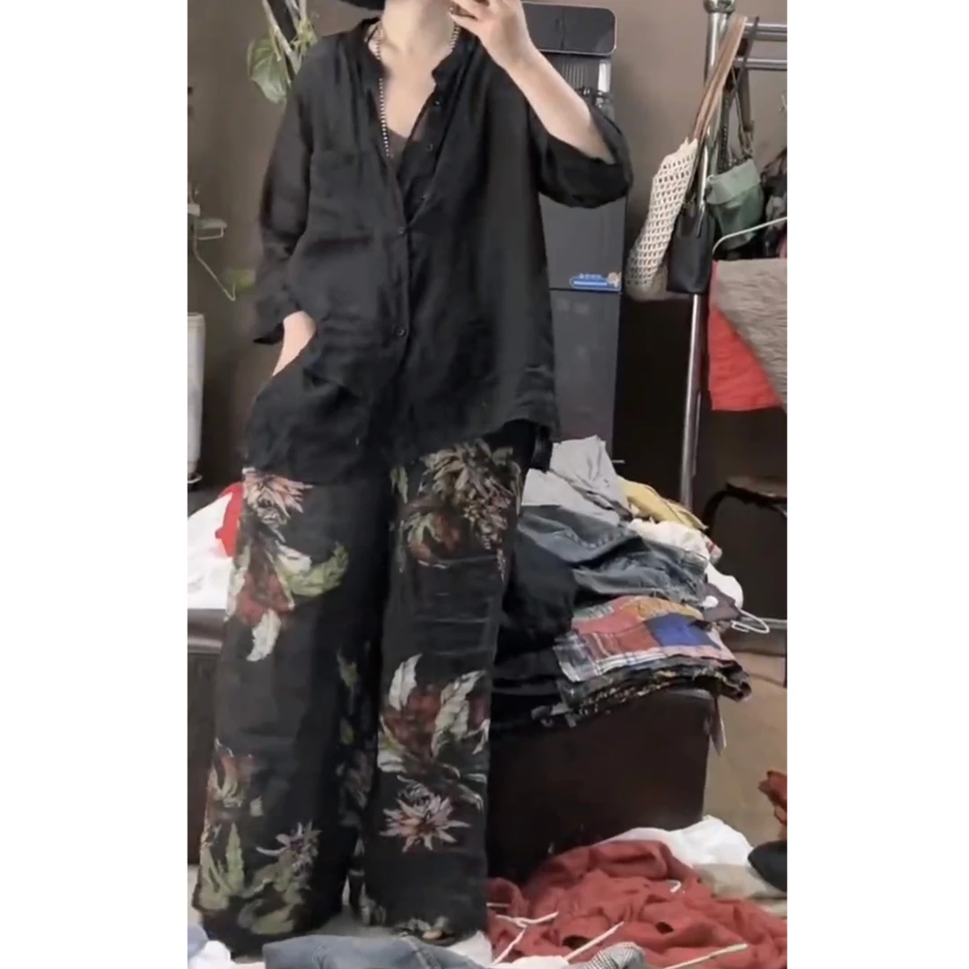 Y时尚百搭休闲潮流精品女装宽松上衣裤子薄款透气柔软黑色女款