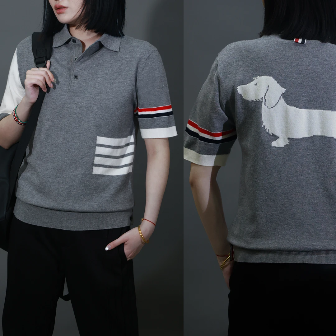 男士TB翻领polo衫腊肠狗半袖百搭男女同款四条杠短袖打底GM565