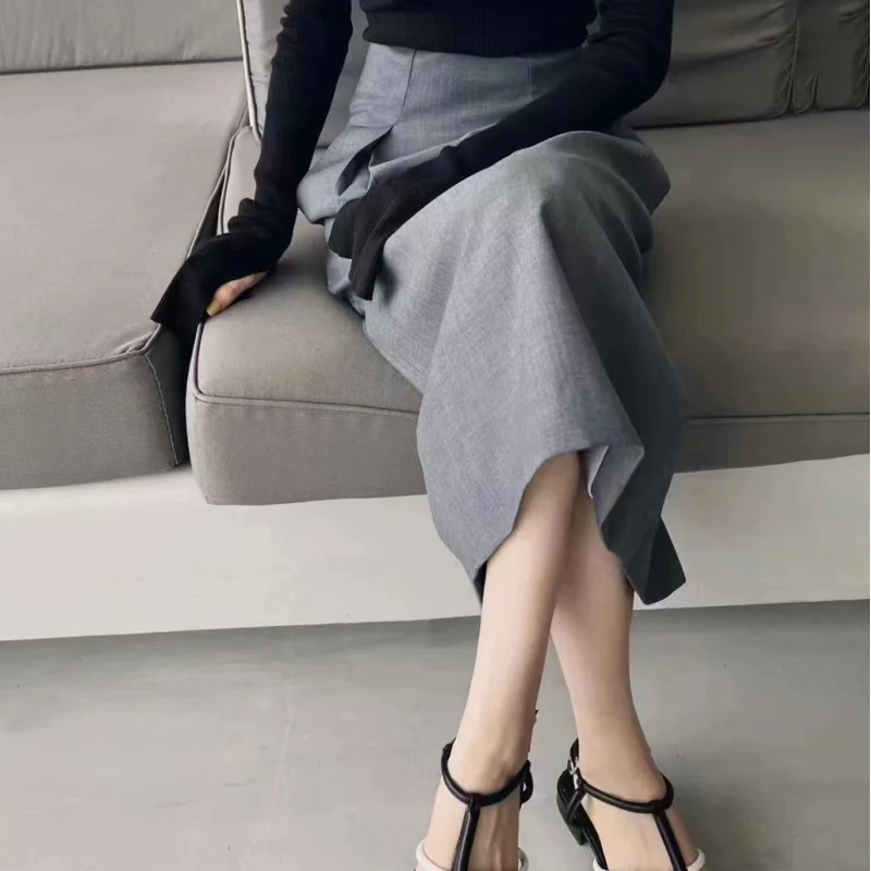 MA*吉 高级定制TR面料 /蝴蝶腰显瘦西装中长简约气质半身裙LH041