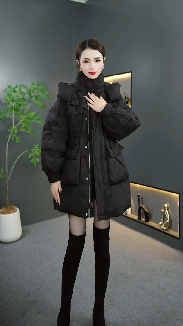 JY017羽绒服时尚短款连帽收腰冬季宽松秋冬百搭