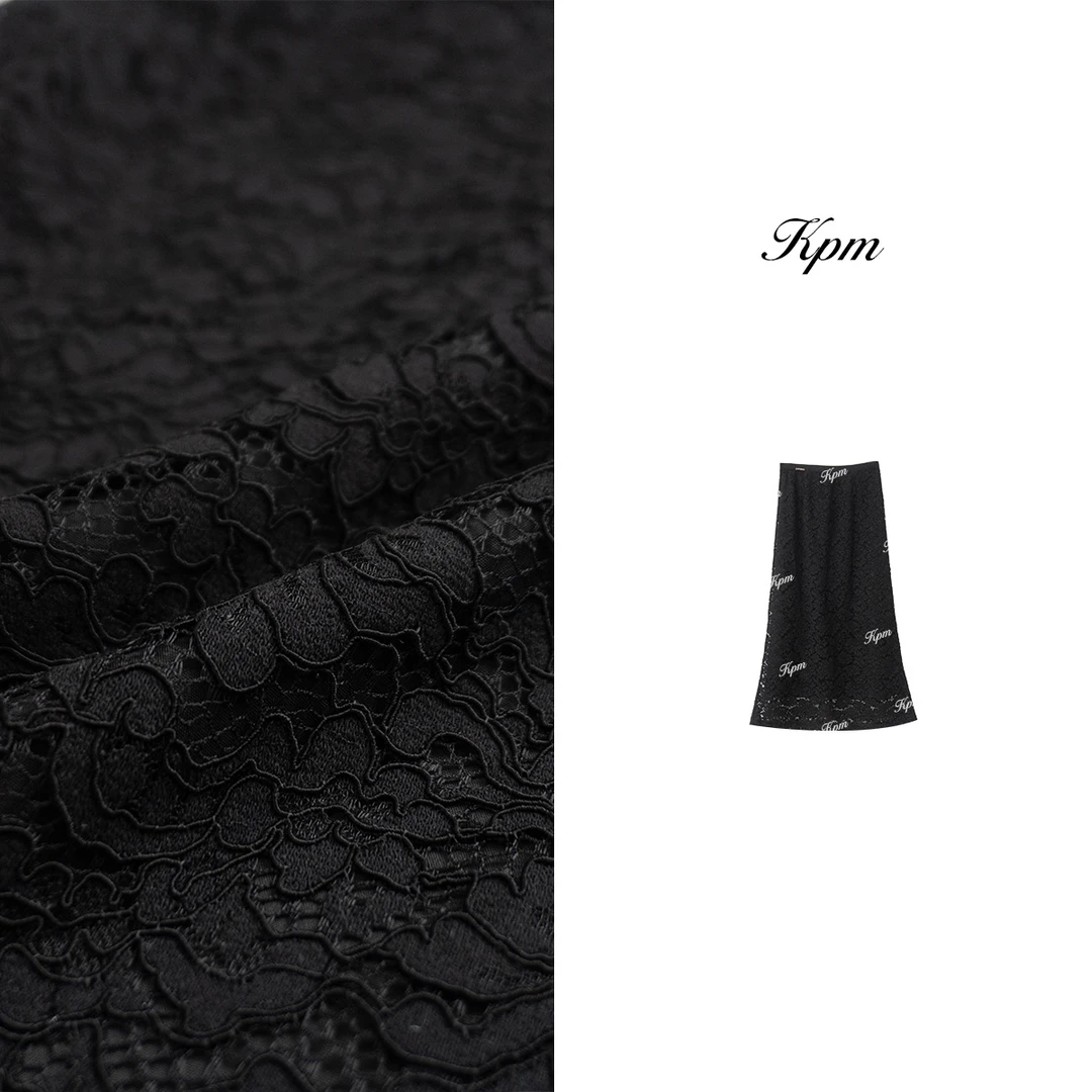 2025早春新款气质女人味包臀裙高腰法式优雅黑色蕾丝半身裙JN6994