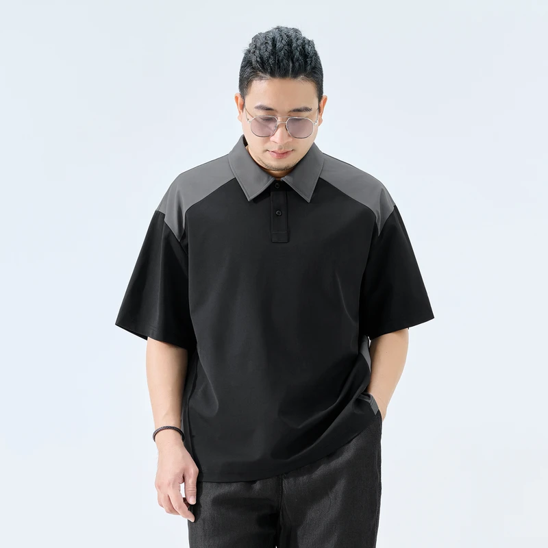 半墨大码男装翻领polo宽松短袖T恤夏季新款胖子男士140-300斤3167