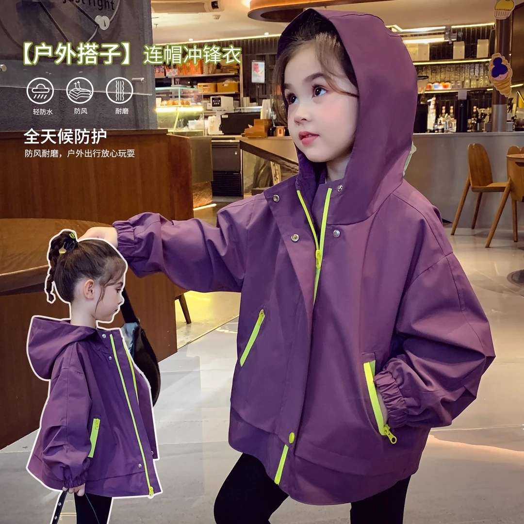 女宝冲锋衣春秋女童中国风小童女孩女夏季防水休闲夹克外套上衣