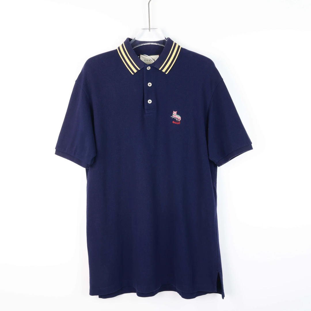 99新 GUCCI/古驰 短袖Polo衫/蓝色/尺码XL/肩宽50/胸围57/衣长80